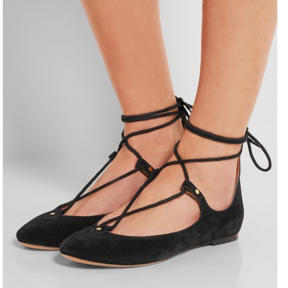 Chloe suede lace up flats